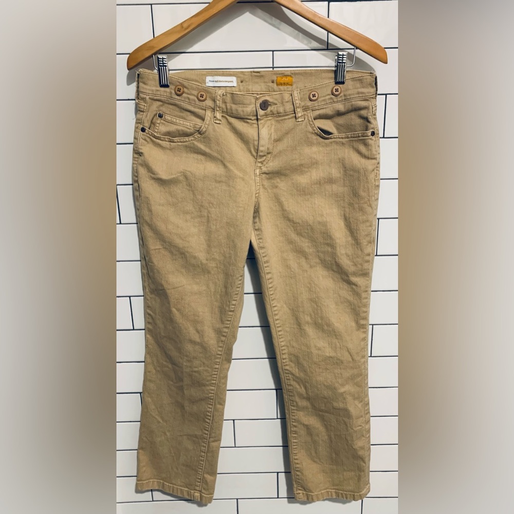 Anthropologie Pilcro & the Letterpress khaki four button front crop Jeans 29